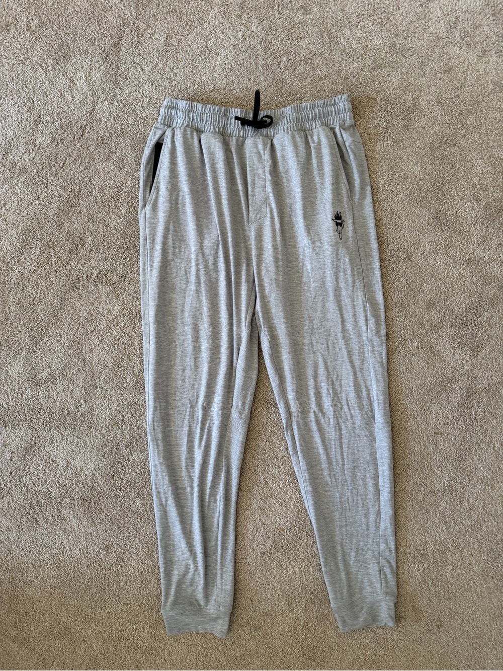 Men's Light Gray Stretch Jogger Pants with Drawstring